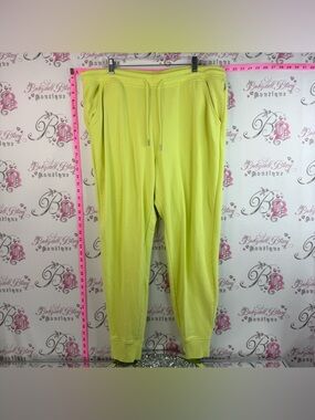 Eddie Bauer sweatpants Neon Lime Green Drawstring Jogger Cuffed Pants Adjustable
